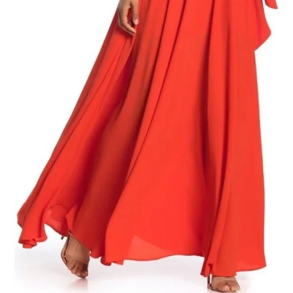 MEGHAN LA long sleeve flowyMaxi Dress in color flame - Picture 4 of 10